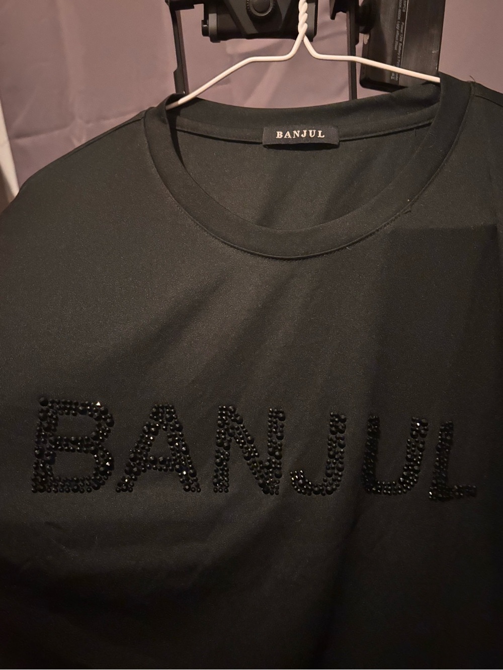 Banjul Black Crystal Logo Tee. 218